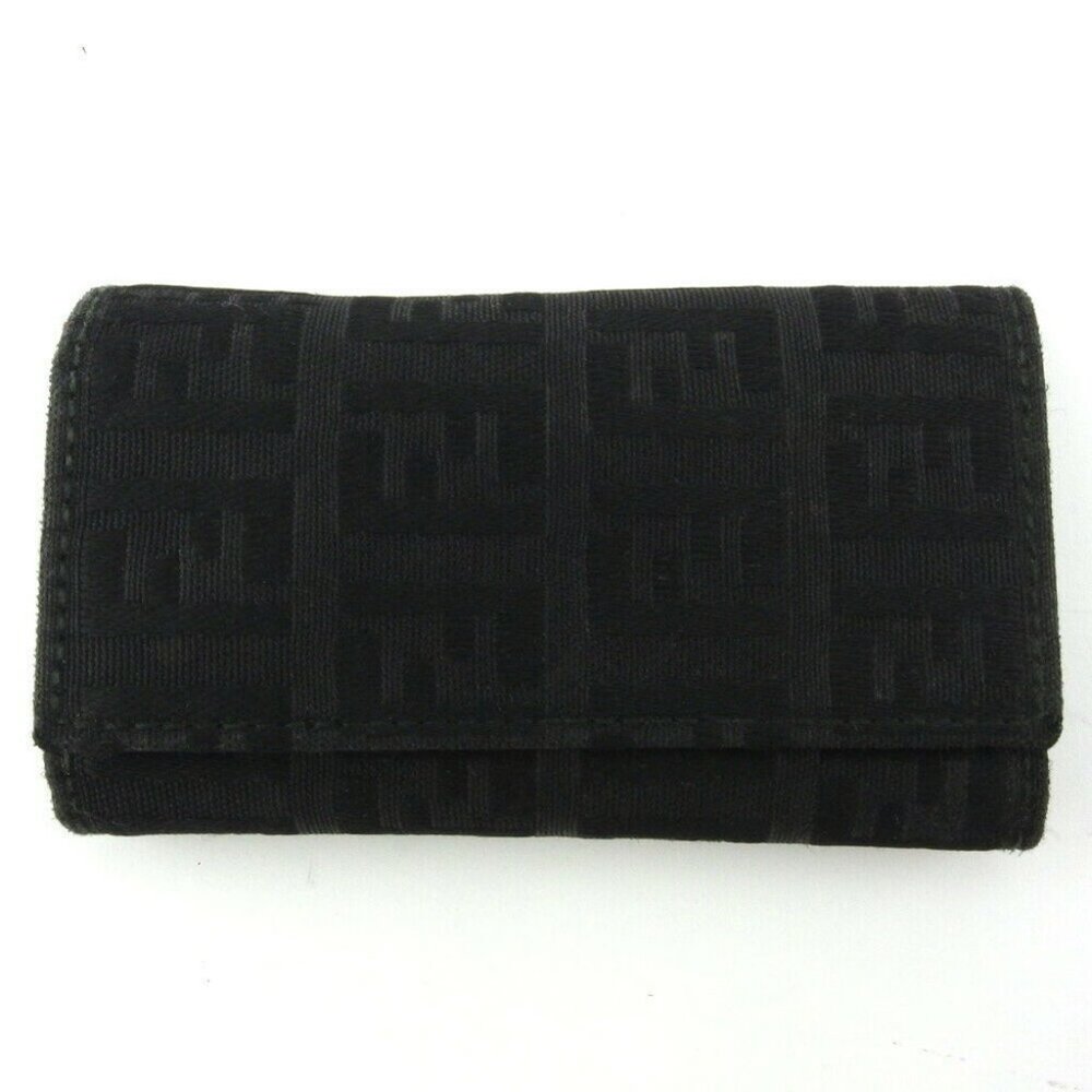 Authentic FENDI Key Case Zucchino Canvas ~ Leather Auth Used